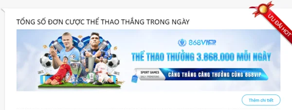 Giới thiệu khuyến mãi “Tổng số đơn cược thể thao thắng trong ngày”