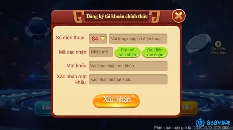 Đăng ký tài khoản web game bằng số điện thoại